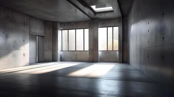moderno industrial hormigón habitación con redondo pilar foto