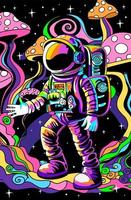 Psychedelic landscape. Space exploring vector cartoon banner