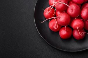 Delicious fresh raw red radish for making healthy salad photo