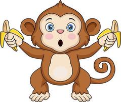 Cute monkey cartoon holding banana vector