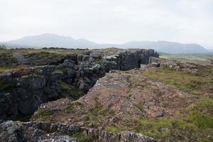 Gap between North and Eurasian tectonic plates. Thingvellir, Iceland photo