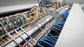 Terminal of control. Control panel assembly with wire and terminal box.wiring circuit control. photo