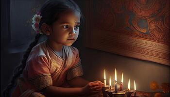 Diwali the triumph of light and kindness Hindu festival of lights celebration Diya oil lamps 24th October photo