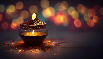 Diwali the triumph of light and kindness Hindu festival of lights celebration Diya oil lamps 24th October photo