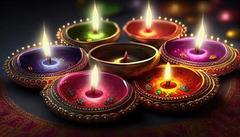 Diwali the triumph of light and kindness Hindu festival of lights celebration Diya oil lamps 24th October photo