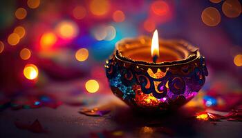 Diwali the triumph of light and kindness Hindu festival of lights celebration Diya oil lamps 24th October photo