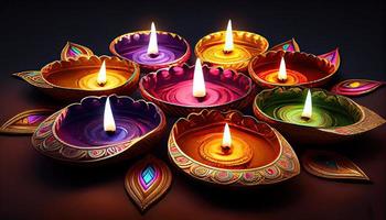 Diwali the triumph of light and kindness Hindu festival of lights celebration Diya oil lamps 24th October photo
