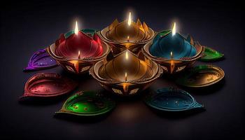 Diwali the triumph of light and kindness Hindu festival of lights celebration Diya oil lamps 24th October photo