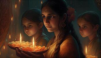 Diwali the triumph of light and kindness Hindu festival of lights celebration Diya oil lamps 24th October photo