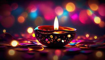 Diwali the triumph of light and kindness Hindu festival of lights celebration Diya oil lamps 24th October photo