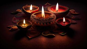 Diwali the triumph of light and kindness Hindu festival of lights celebration Diya oil lamps 24th October photo