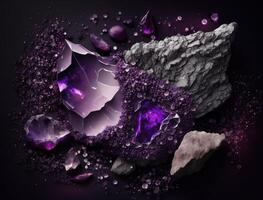 Beautiful purple amethyst natural gemstone technology photo