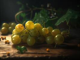 Beautiful organic background of freshly picked grapes created with technology photo