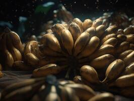 Beautiful organic background of freshly picked bananas created with technology photo