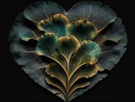 Green heart made by Ginkgo biloba leaves Environmental protection concept created with technology photo