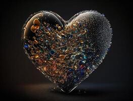 Realistic translucent heart shaped crystal zircon, natural gemstone technology photo