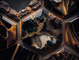 Marble stone texture background material with elements of semi-precious stones and gold created with technology photo