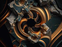 Marble stone texture background material with elements of semi-precious stones and gold created with technology photo