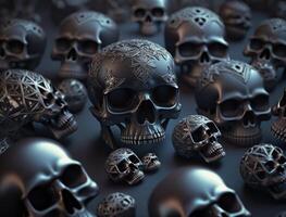 Obsidian skulls created with technology photo