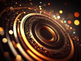 Concentric golden rings shapes Abstract geometric background created with technology photo