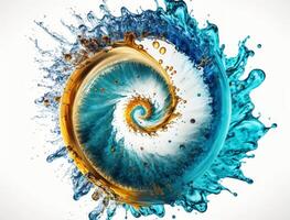 Radial spiral water splash background created with technology photo