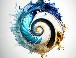 Radial spiral water splash background created with technology photo