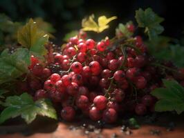 Beautiful organic background of freshly picked viburnum created with technology photo