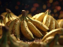 Beautiful organic background of freshly picked bananas created with technology photo