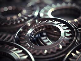 Concentric steel rings shapes Abstract geometric background created with technology photo
