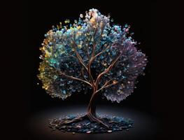 Colorful Crystal tree hybrid created with technology photo