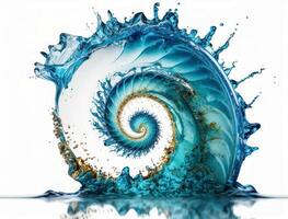 Radial spiral water splash background created with technology photo