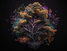 Yggdrasil world tree concept created with technology photo