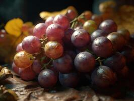 hermosa orgánico antecedentes de recién escogido uvas creado con generativo ai tecnología foto