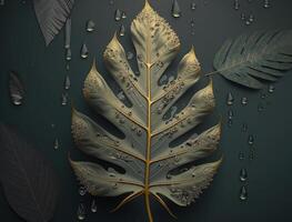 Abstract dark black leaf skeleton background created with technology photo