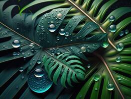 Abstract green Tropical Banana and Monstera Leaves background created with technology photo