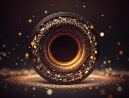 Concentric golden rings shapes Abstract geometric background created with technology photo