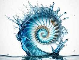 Radial spiral water splash background created with technology photo