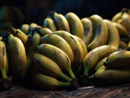 hermosa orgánico antecedentes de recién escogido bananas creado con generativo ai tecnología foto