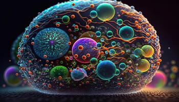 Bacteria and virus cells World under the microscope created with technology photo