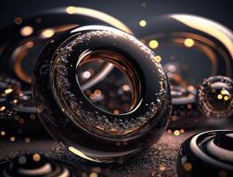 Concentric obsidian rings shapes Abstract geometric background created with technology photo