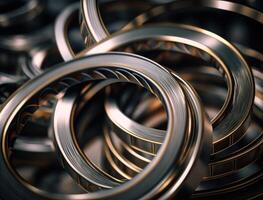 Concentric steel rings shapes Abstract geometric background created with technology photo