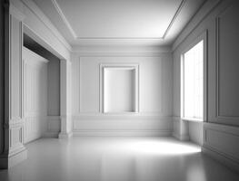 Empty white room interior created with technology photo