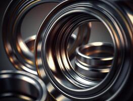 Concentric steel rings shapes Abstract geometric background created with Generative AI technology photo