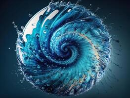 Radial spiral water splash background created with technology photo