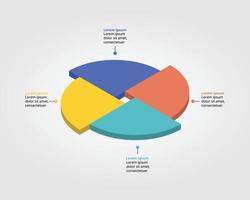 circulo tarta gráfico modelo para infografía para presentación para 4 4 elemento vector