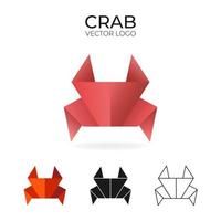 Origami vector logo set with crab. isolated Logo with crab in different variations. Gradient, color, black and outline logotype for company, graphic design and so on.