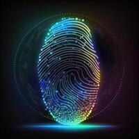 Fingerprint, security access with biometrics identification. ,Safety Internet Concept. photo