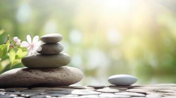 Spa stones on blurred background. photo