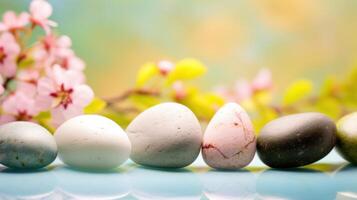 Spa stones on blurred background. photo