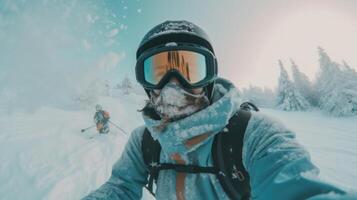 Snowboarder Captures Epic Moment in First-Person View. photo